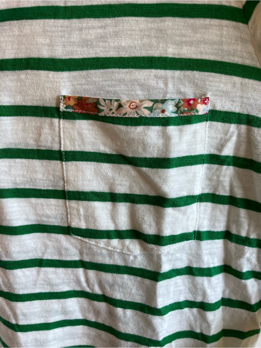 Anthropologie Green & White Striped Scoop Neck Top - Picture 4 of 6